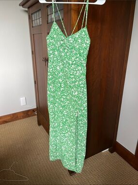 Zara Green Floral Slip Maxi Dress